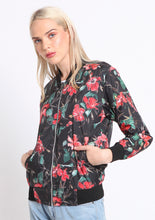 Load image into Gallery viewer, Black Flower Bomber Jacket