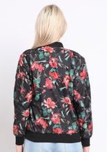 Load image into Gallery viewer, Black Flower Bomber Jacket