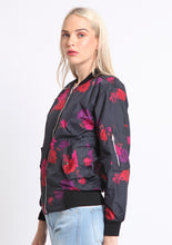 Load image into Gallery viewer, Black Roses Bomber Jacket