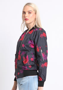 Black Roses Bomber Jacket