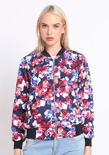 Blue Sakura Bomber Jacket