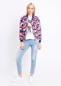 Blue Sakura Bomber Jacket