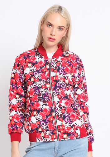 Red Sakura Bomber Jacket